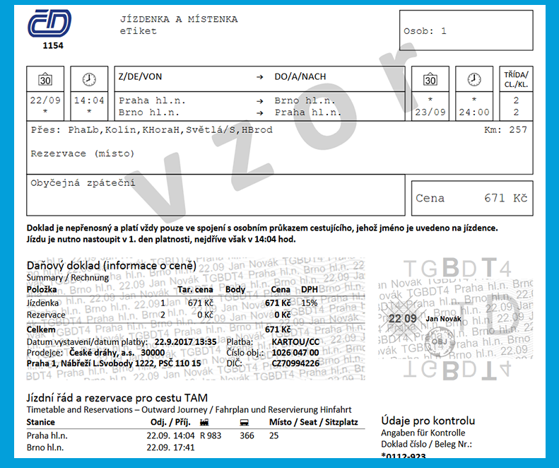 Jízdenka ve formátu PDF